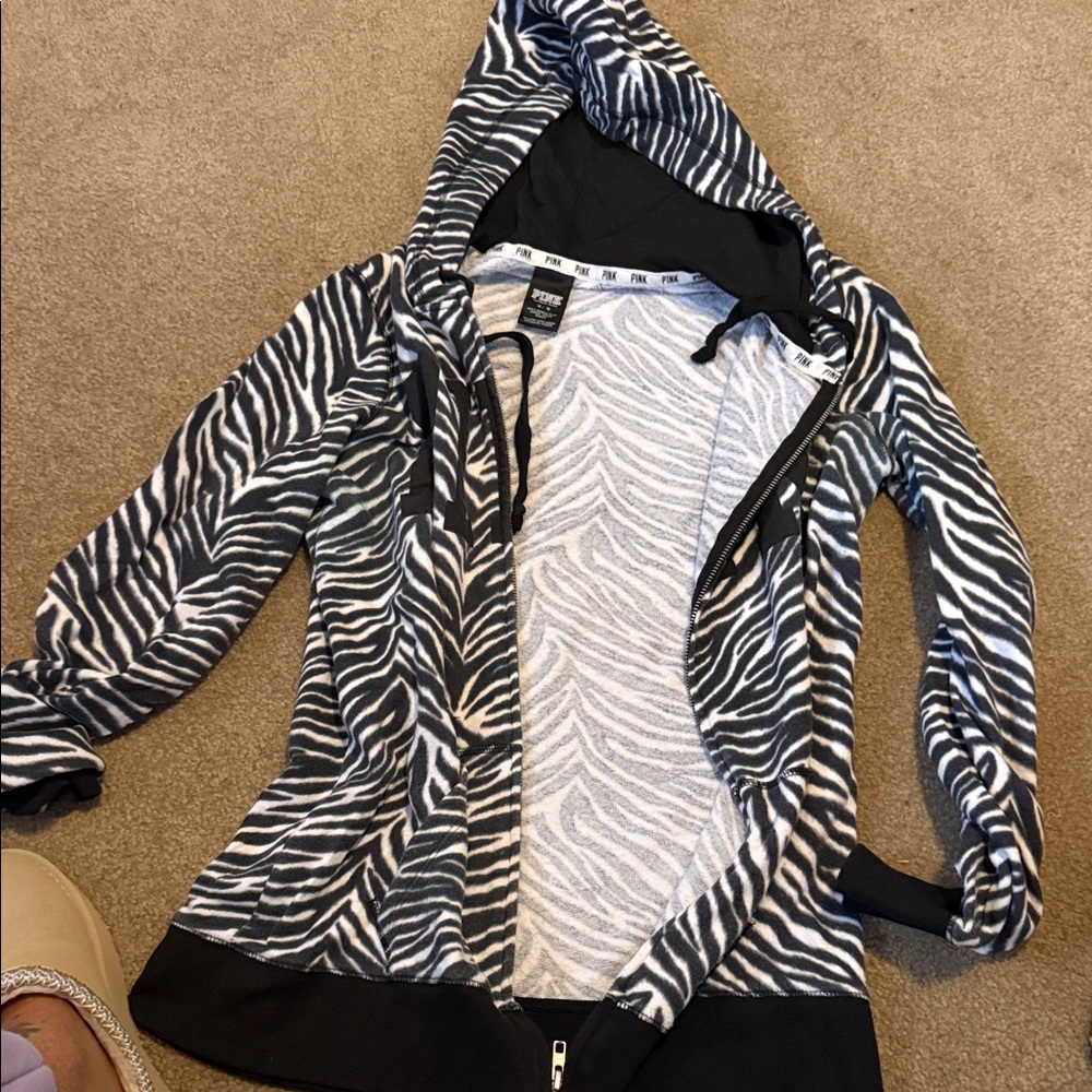 Victoria's Secret Zebra Print Hoodie - Black and White - Picture 4 of 4